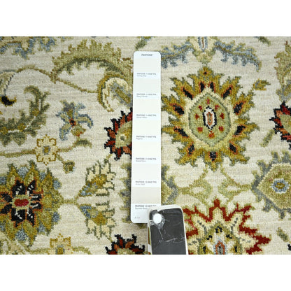 Tribal & Geometric Wool Hand Knotted Rug Ivory 4.1x4.2 -O083211