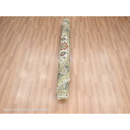 Tribal & Geometric Wool Hand Knotted Rug Ivory 4.1x4.2 -O083211
