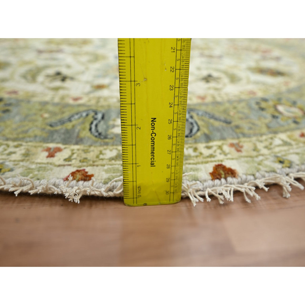Ivory 4'1" x 4'2" Tribal & Geometric Hand knotted Wool Rug - Sku: O083211