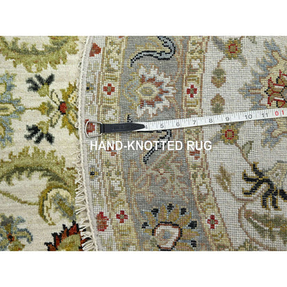 Tribal & Geometric Wool Hand Knotted Rug Ivory 4.1x4.2 -O083211