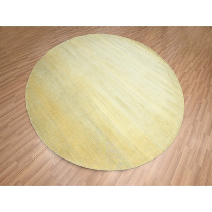 Modern and Contemporary Wool & Silk Hand Knotted Rug Yellow 7.10x7.10 -O083212