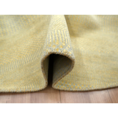 Modern and Contemporary Wool & Silk Hand Knotted Rug Yellow 7.10x7.10 -O083212