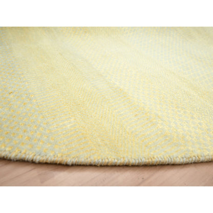 Modern and Contemporary Wool & Silk Hand Knotted Rug Yellow 7.10x7.10 -O083212