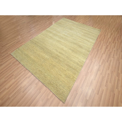 Modern and Contemporary Wool & Silk Hand Knotted Rug Brown 6.0x9.0 -O083214