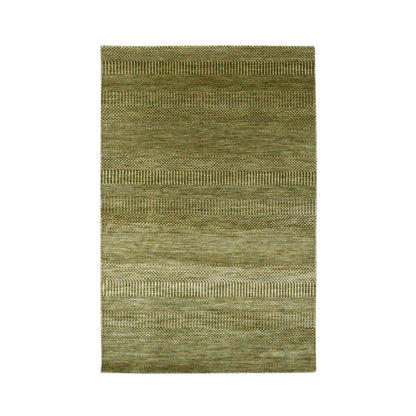 Modern and Contemporary Wool & Silk Hand Knotted Rug Green 4.0x6.1 -O083217