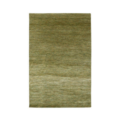 Modern and Contemporary Wool & Silk Hand Knotted Rug Green 4.0x6.1 -O083217
