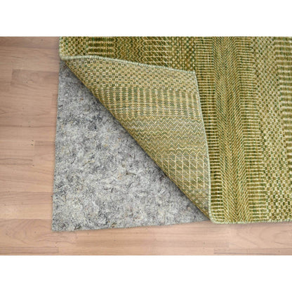 Modern and Contemporary Wool & Silk Hand Knotted Rug Green 4.0x6.1 -O083217