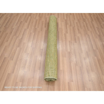 Modern and Contemporary Wool & Silk Hand Knotted Rug Green 4.0x6.1 -O083217