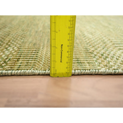 Modern and Contemporary Wool & Silk Hand Knotted Rug Green 4.0x6.1 -O083217