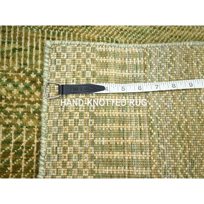 Modern and Contemporary Wool & Silk Hand Knotted Rug Green 4.0x6.1 -O083217