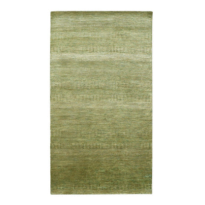 Modern and Contemporary Wool & Silk Hand Knotted Rug Brown 4.0x8.0 -O083218