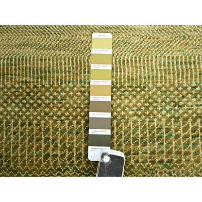 Modern and Contemporary Wool & Silk Hand Knotted Rug Brown 4.0x8.0 -O083218