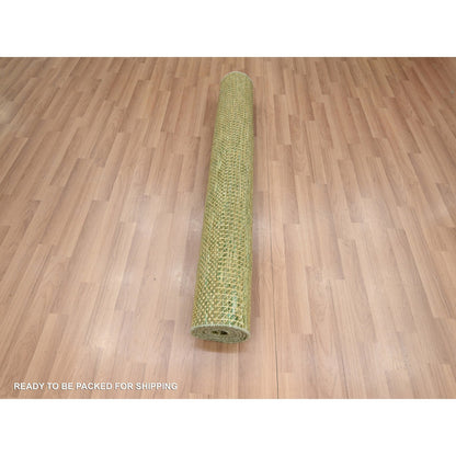 Modern and Contemporary Wool & Silk Hand Knotted Rug Brown 4.0x8.0 -O083218