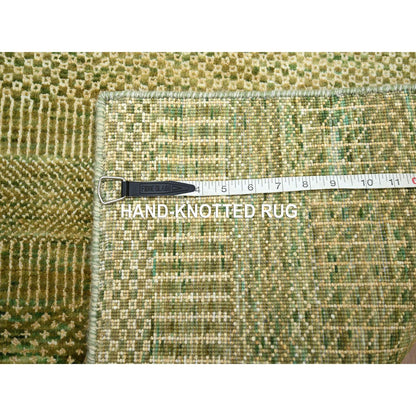 Modern and Contemporary Wool & Silk Hand Knotted Rug Brown 4.0x8.0 -O083218
