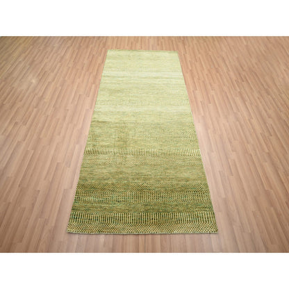 Modern and Contemporary Wool & Silk Hand Knotted Rug Brown 3.10x8.0 -O083219