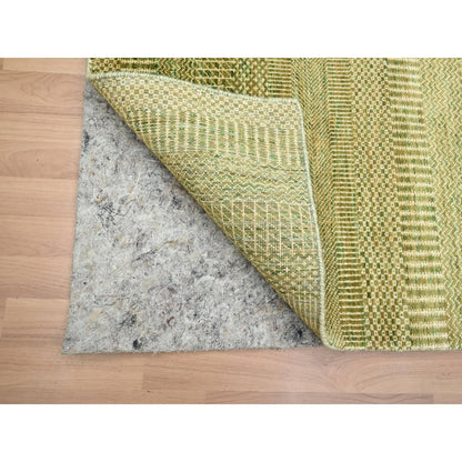 Modern and Contemporary Wool & Silk Hand Knotted Rug Brown 3.10x8.0 -O083219