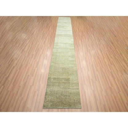Modern and Contemporary Wool & Silk Hand Knotted Rug Grey 2.5x13.6 -O083220