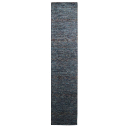 Modern and Contemporary Wool & Silk Hand Knotted Rug Blue 2.7x12.2 -O083221
