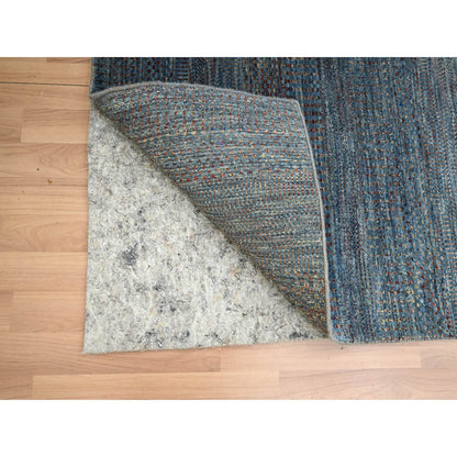 Modern and Contemporary Wool & Silk Hand Knotted Rug Blue 2.7x12.2 -O083221