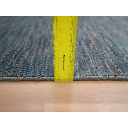 Modern and Contemporary Wool & Silk Hand Knotted Rug Blue 2.7x12.2 -O083221
