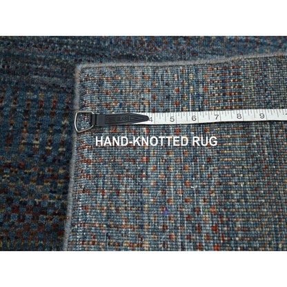 Modern and Contemporary Wool & Silk Hand Knotted Rug Blue 2.7x12.2 -O083221