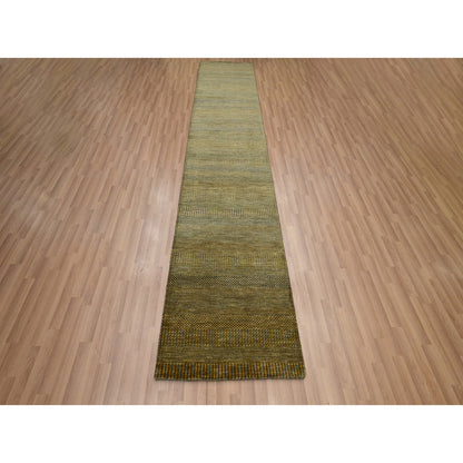 Modern and Contemporary Wool & Silk Hand Knotted Rug Brown 2.8x12.2 -O083222
