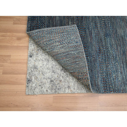 Modern and Contemporary Wool & Silk Hand Knotted Rug Blue 2.7x12.3 -O083223