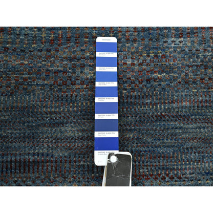 Modern and Contemporary Wool & Silk Hand Knotted Rug Blue 2.7x12.3 -O083223