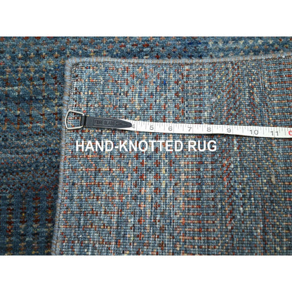 Modern and Contemporary Wool & Silk Hand Knotted Rug Blue 2.7x12.3 -O083223