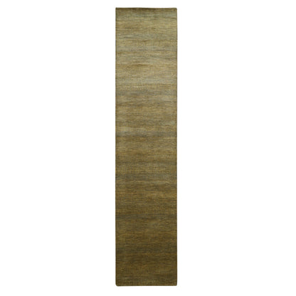 Modern and Contemporary Wool & Silk Hand Knotted Rug Brown 2.8x12.3 -O083224