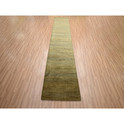 Modern and Contemporary Wool & Silk Hand Knotted Rug Brown 2.8x12.3 -O083224