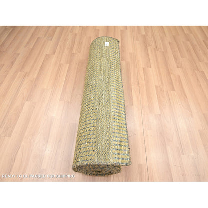Modern and Contemporary Wool & Silk Hand Knotted Rug Brown 2.8x12.3 -O083224