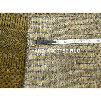 Modern and Contemporary Wool & Silk Hand Knotted Rug Brown 2.8x12.3 -O083224