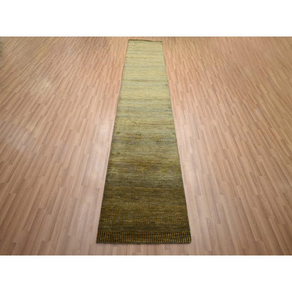 Modern and Contemporary Wool & Silk Hand Knotted Rug Brown 2.8x12.3 -O083226
