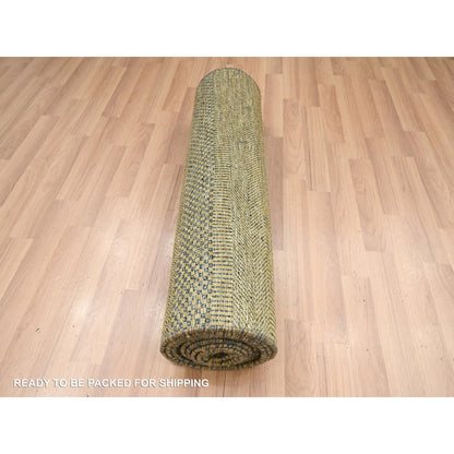 Modern and Contemporary Wool & Silk Hand Knotted Rug Brown 2.8x12.3 -O083226