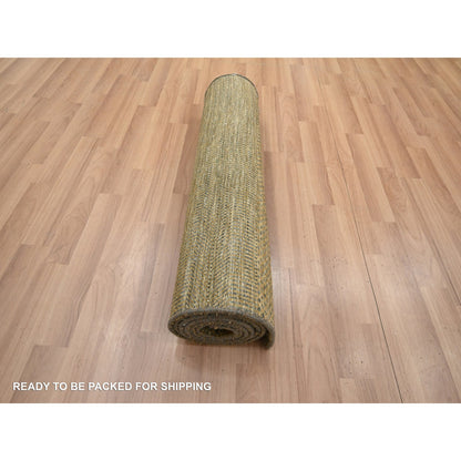 Modern and Contemporary Wool & Silk Hand Knotted Rug Brown 2.8x8.0 -O083232