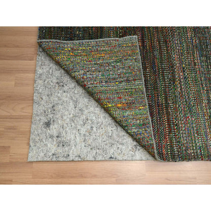 Modern and Contemporary Wool & Silk Hand Knotted Rug Black 10.0x14.0 -O083234