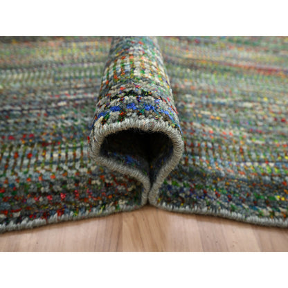Modern and Contemporary Wool & Silk Hand Knotted Rug Black 10.0x14.0 -O083234