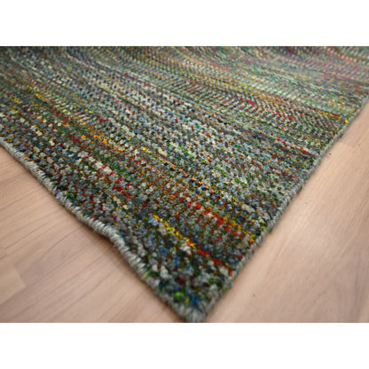 Modern and Contemporary Wool & Silk Hand Knotted Rug Black 10.0x14.0 -O083234