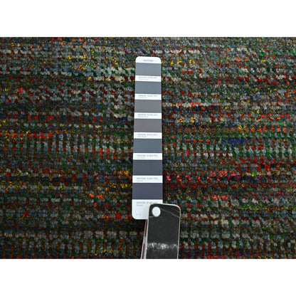 Modern and Contemporary Wool & Silk Hand Knotted Rug Black 10.0x14.0 -O083234