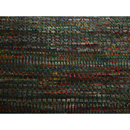Modern and Contemporary Wool & Silk Hand Knotted Rug Black 10.0x14.0 -O083234