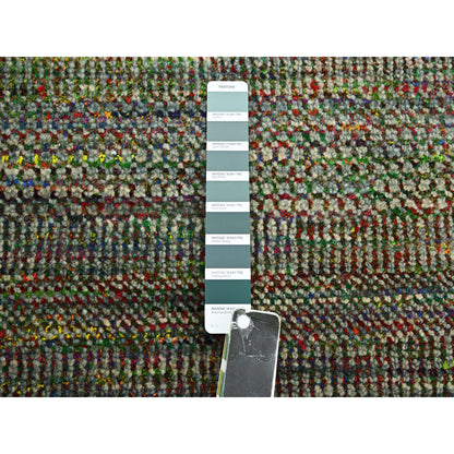 Modern and Contemporary Wool & Silk Hand Knotted Rug Green 9.11x14.6 -O083237