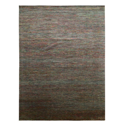 Modern and Contemporary Wool Hand Knotted Rug Green 9.1x12.2 -O083239