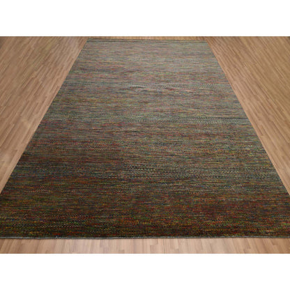 Modern and Contemporary Wool Hand Knotted Rug Green 9.1x12.2 -O083239