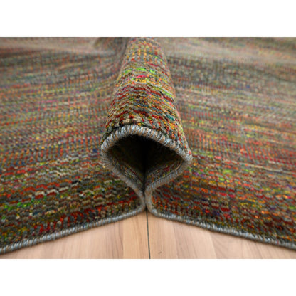 Modern and Contemporary Wool Hand Knotted Rug Green 9.1x12.2 -O083239