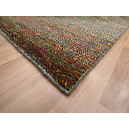 Modern and Contemporary Wool Hand Knotted Rug Green 9.1x12.2 -O083239
