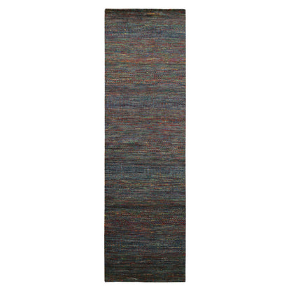 Modern and Contemporary Wool Hand Knotted Rug Blue 3.0x10.2 -O083244