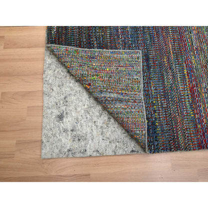 Modern and Contemporary Wool Hand Knotted Rug Blue 3.0x10.2 -O083244