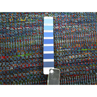 Modern and Contemporary Wool Hand Knotted Rug Blue 3.0x10.2 -O083244