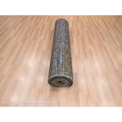 Modern and Contemporary Wool Hand Knotted Rug Blue 3.0x10.2 -O083244